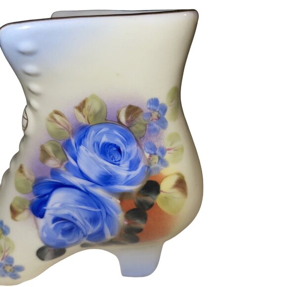 Antique Hand-Painted Nippon Boot Vase With Floral Pattern - Picture 11 of 12